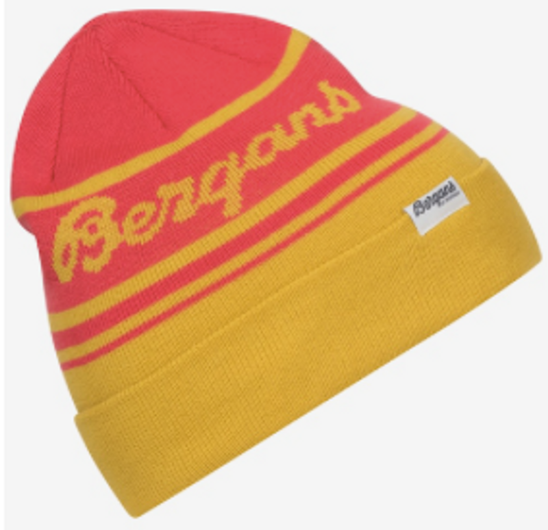 Bergans Find My Kids Beanie Waxed Yellow / Light Dahlia Red